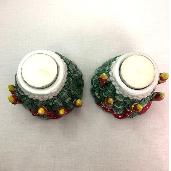 J.T.S. International Co VTG 90's Christmas Tree Tealight Candle Holder Set of 2 - Picture 5 of 9